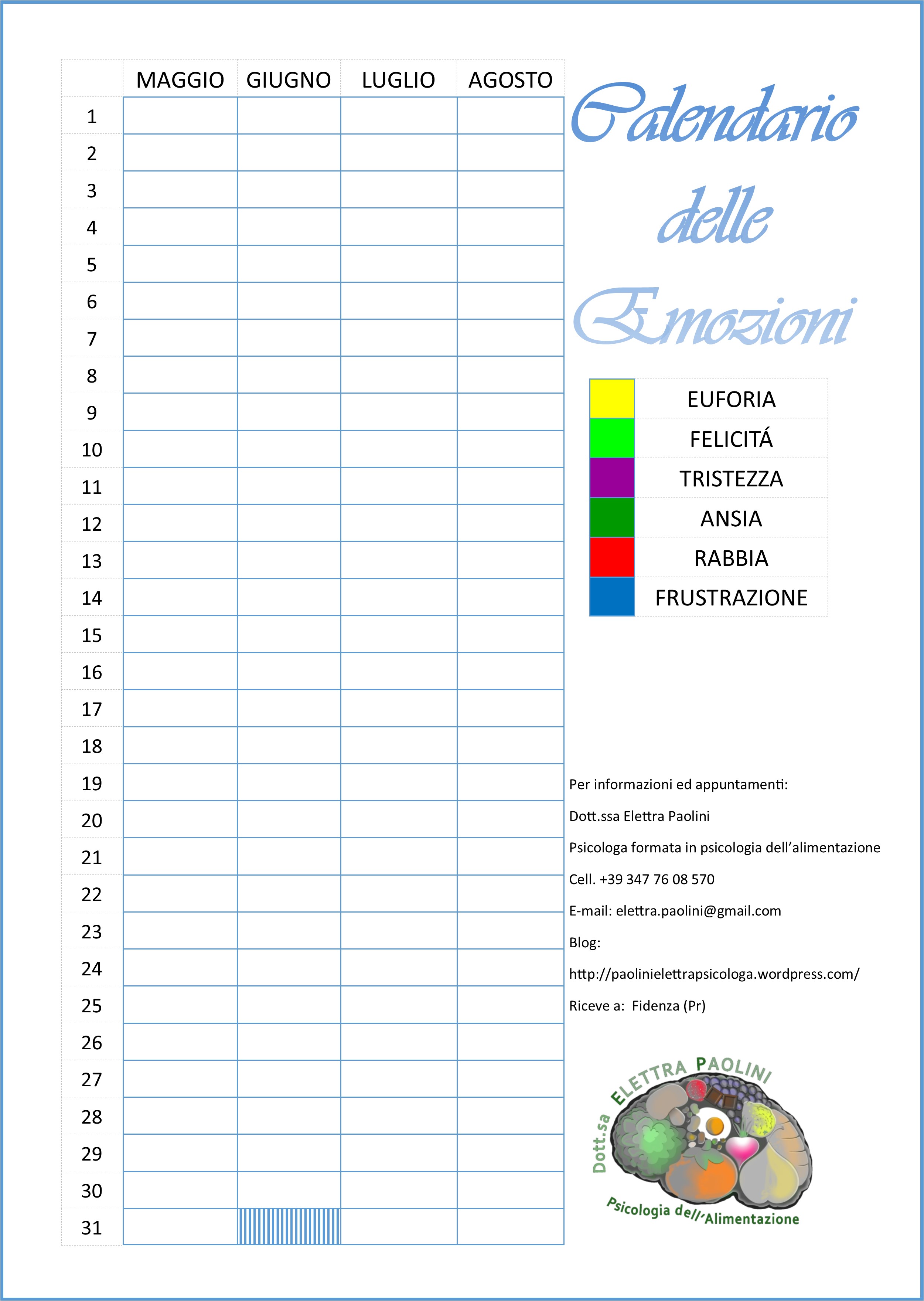 calendario delle emozioni maggio - agosto