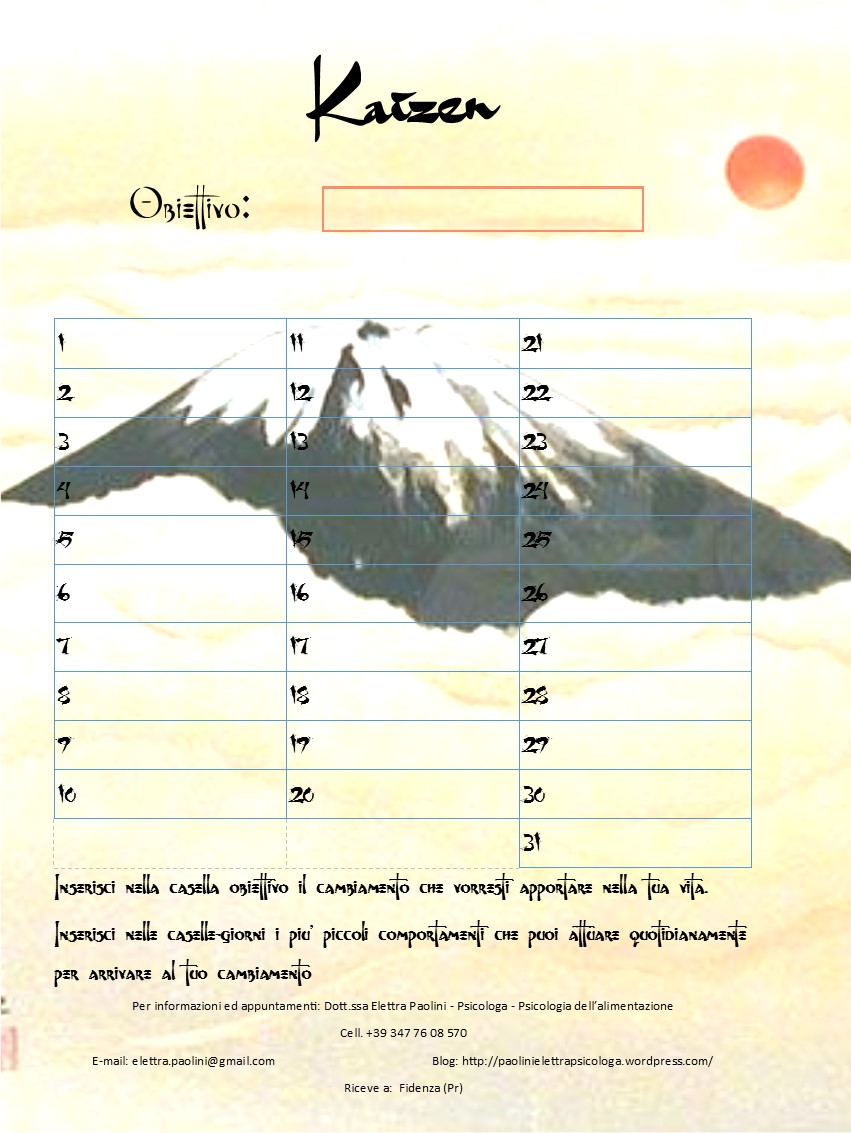 Calendario Kaizen Elettra Paolini Psicologa